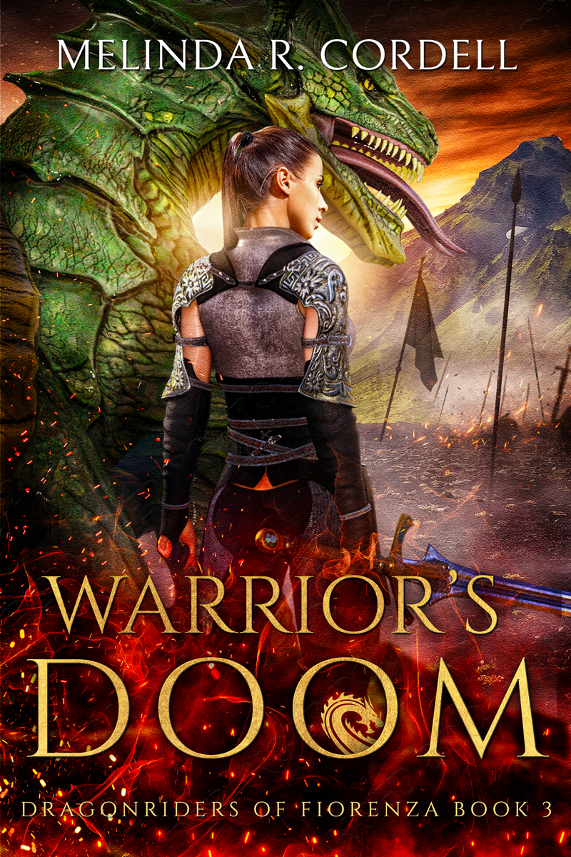 Warrior's Doom book cover with Fia and dragon