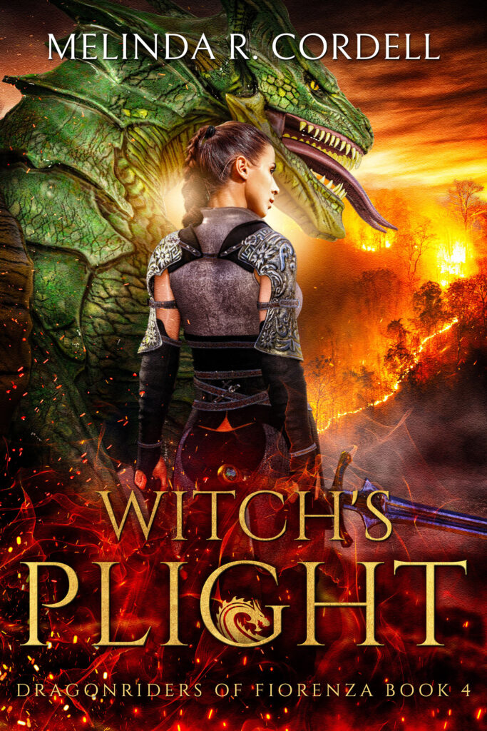 the pretty cover for Witch's Plight with Fia and her dragon rawr