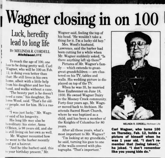 Carl Wagner is 100